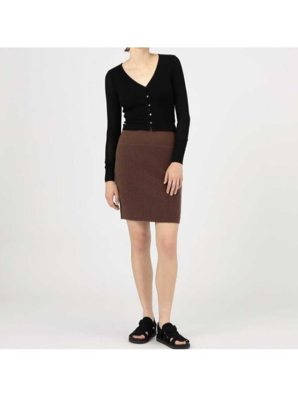 James Perse Cashmere Rib Mini Knit Skirt Brown ( 2 )